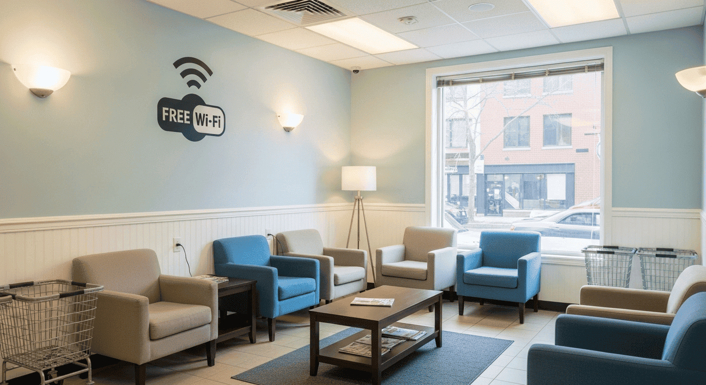 Comfortable waiting area with Wi-Fi
